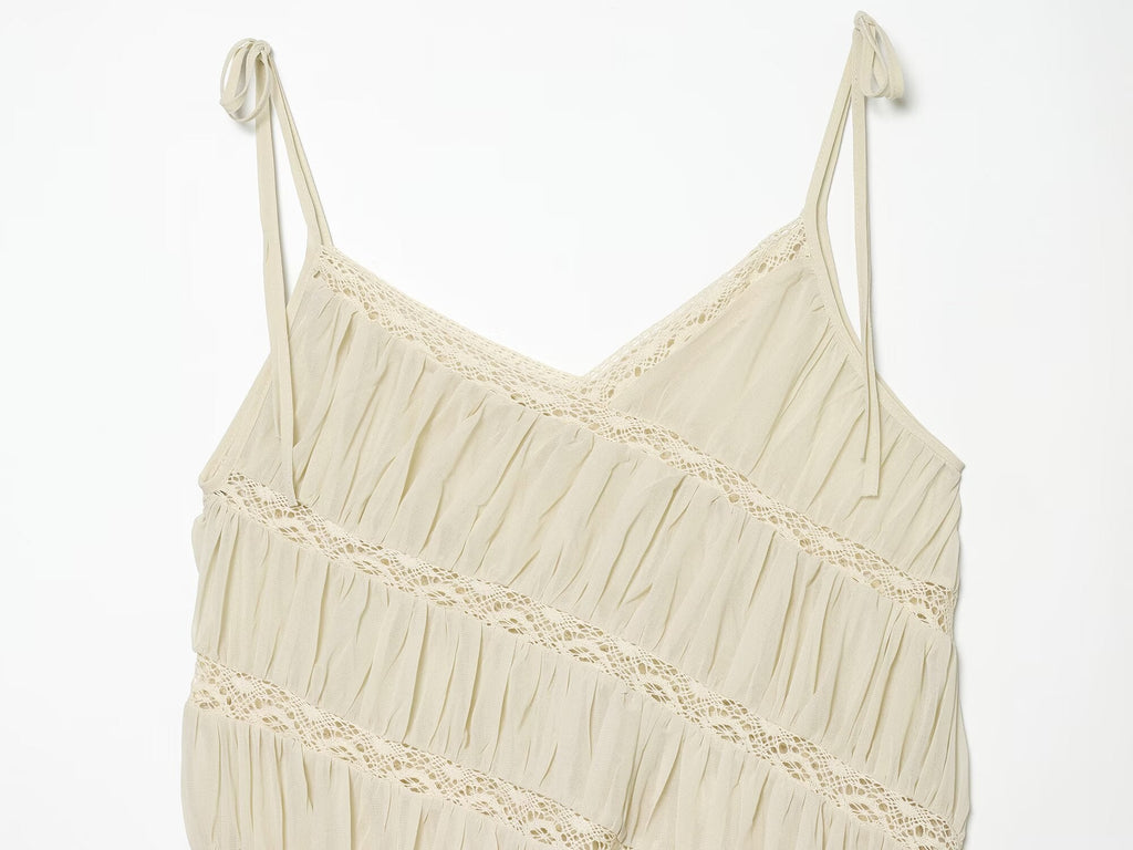 Women's pleated asymmetrical suspender top