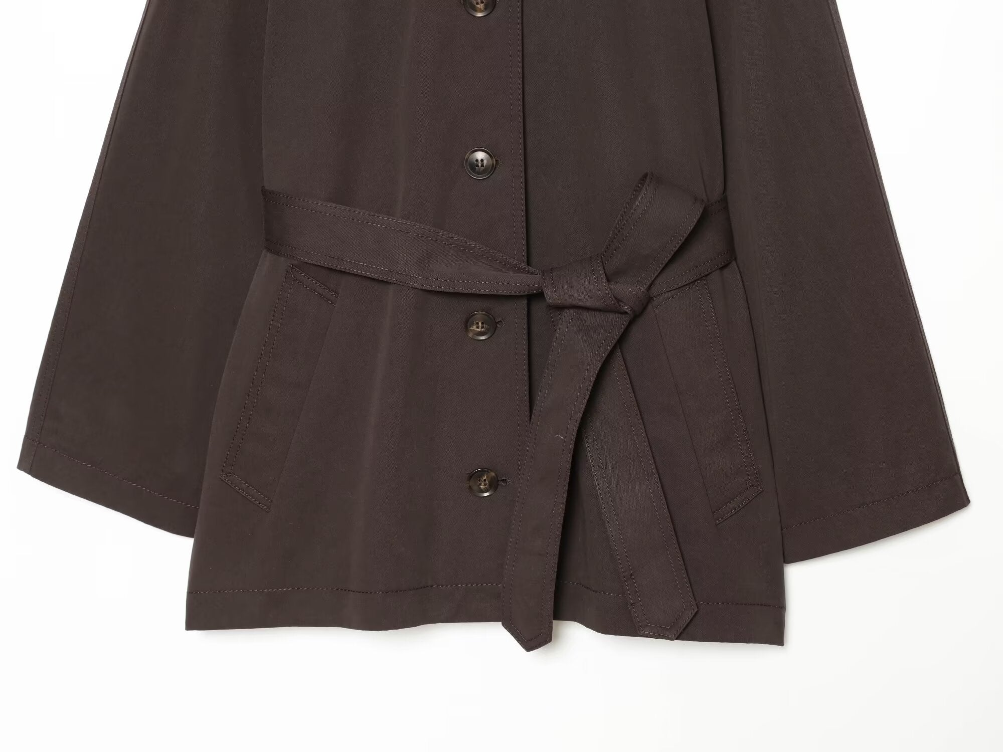 Women's with Belt casual stand collar twill coat
