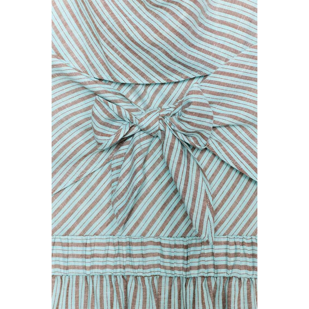 Women's striped linen blended lantern jumpsuit