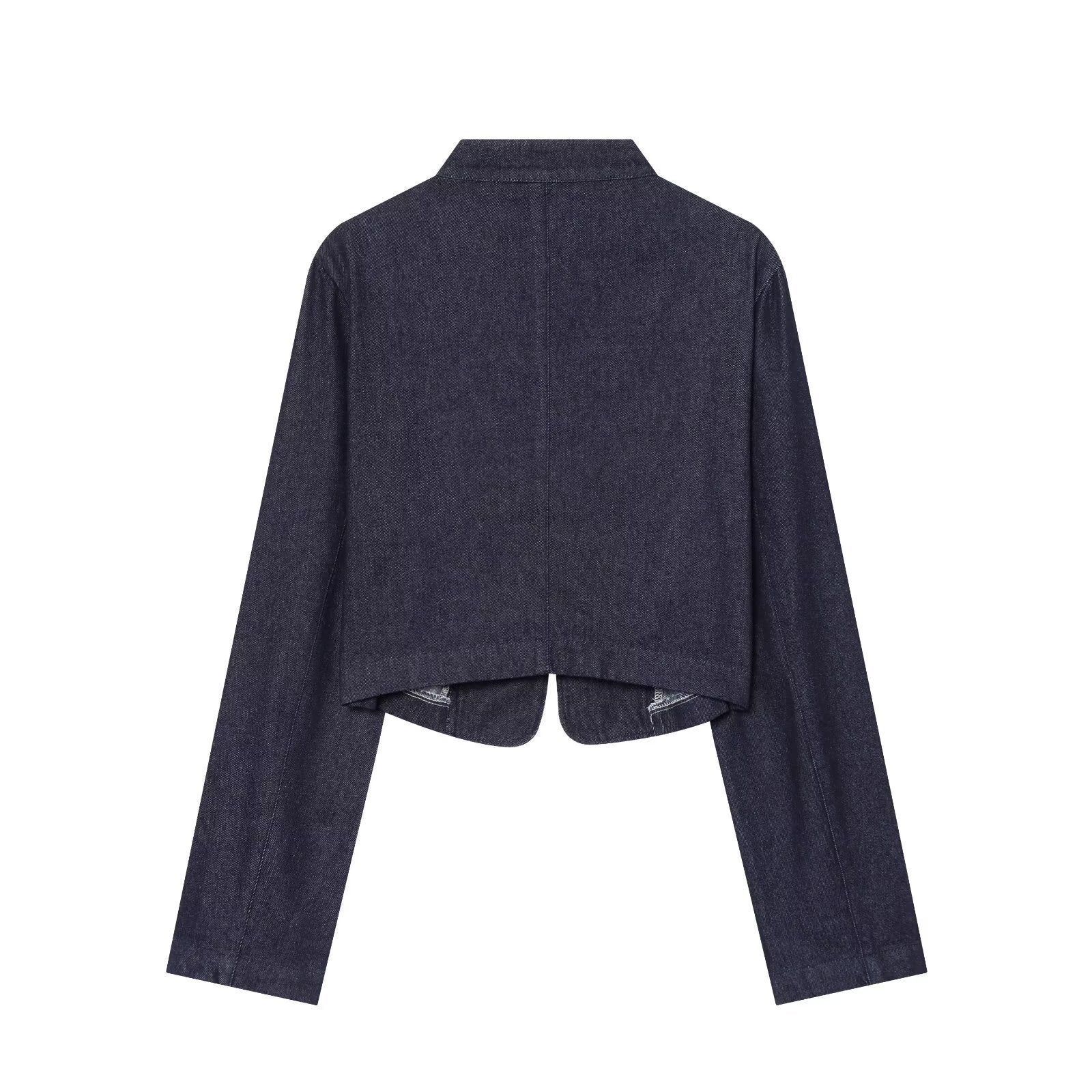 Women's buckle decoration short denim jacket