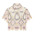 Women's hollow embroidered short sleeved shirt