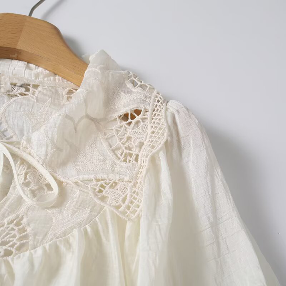 Women's casual hollow embroidery cover shirt