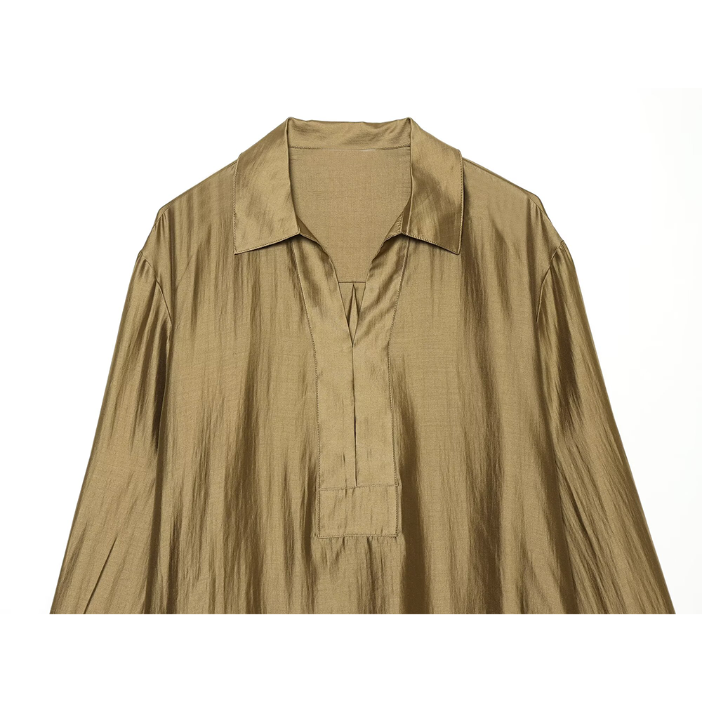Women's loose satin textured casual shirt