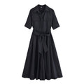 Women's with Belt shirt style poplin striped dress