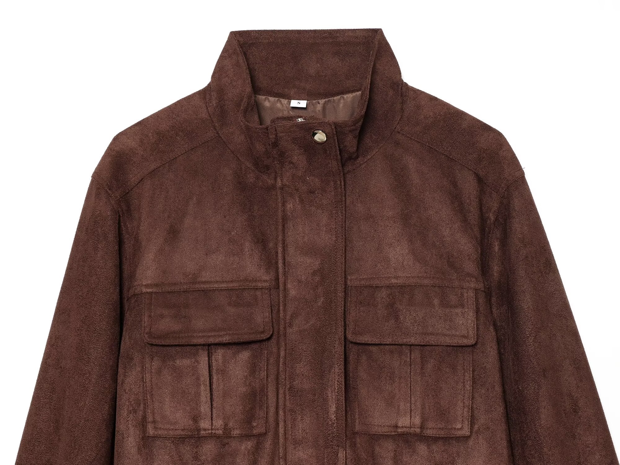 Women's suede waist cinched drawstring jacket Coat