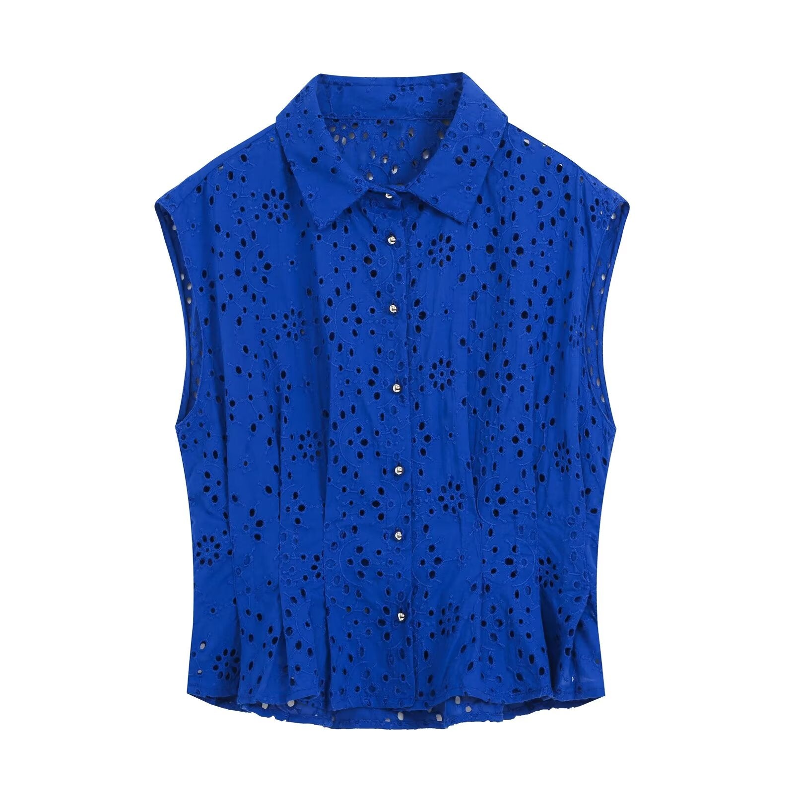 Women's hollowed out embroidered top