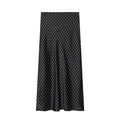 Women's polka dot satin texture MIDI skirt