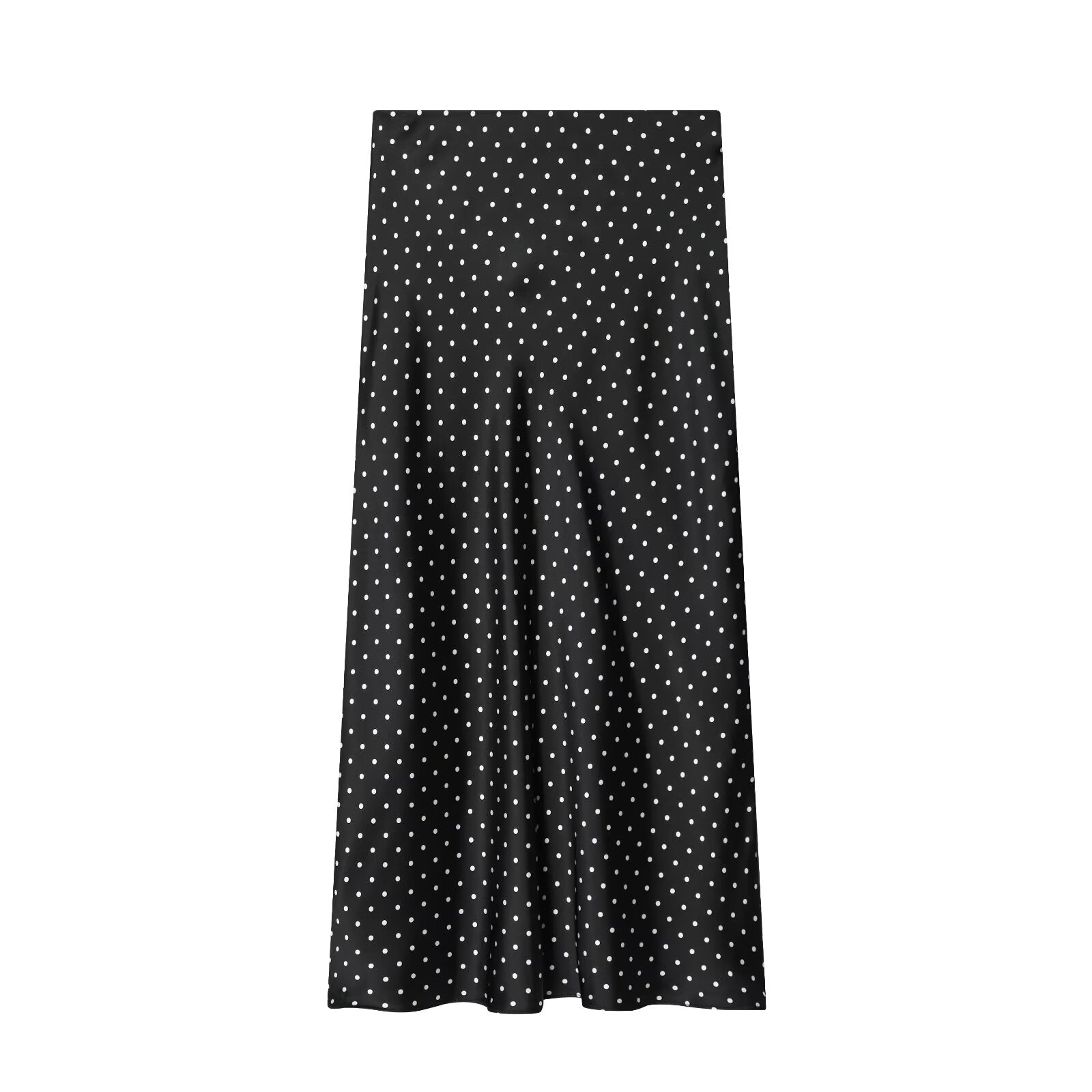 Women's polka dot satin texture MIDI skirt