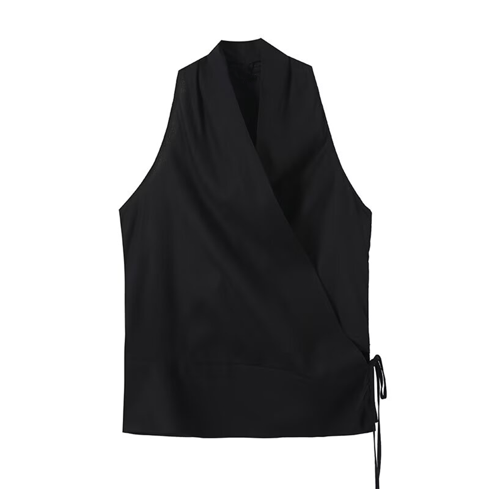 Women's lace up decorative sleeveless top