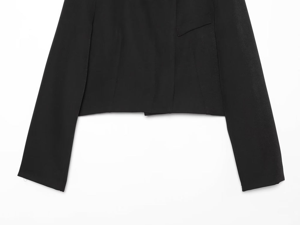 suit Women's 2 pieces black casual short Blazer Coat+Pants