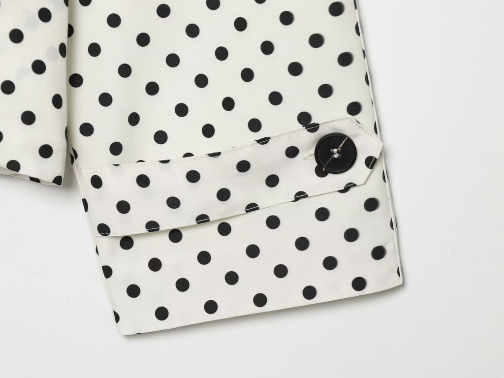Women's With Belt stand collar polka dot trench coat