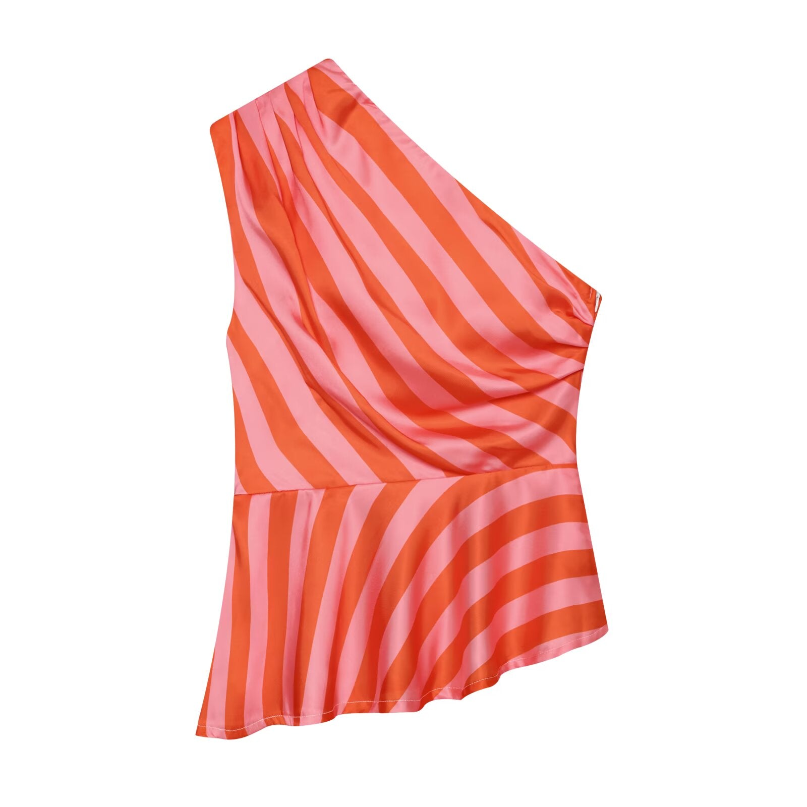 Women's asymmetrical striped single shoulder top