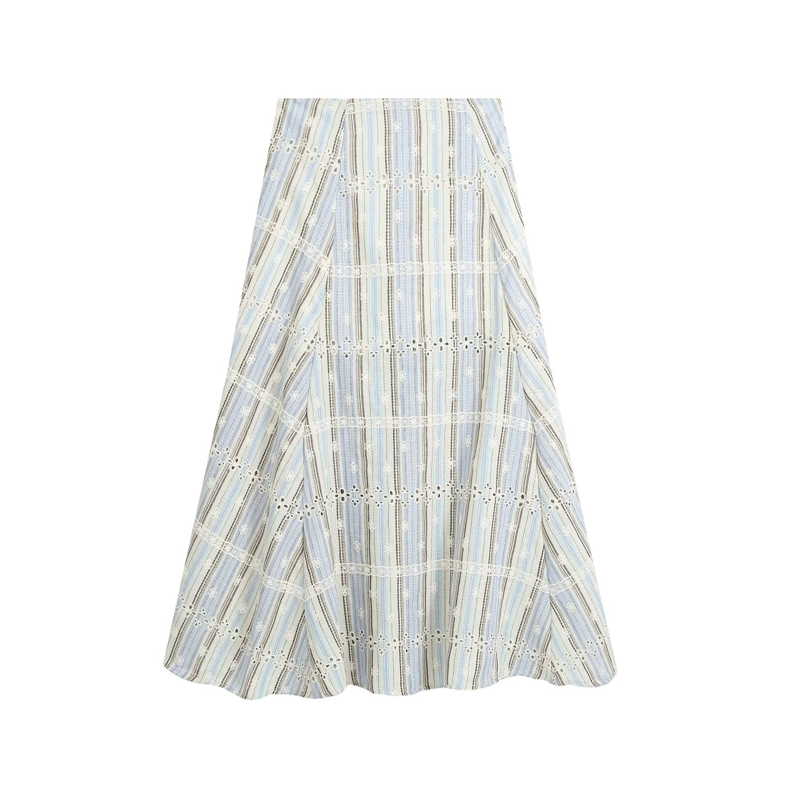 suit Women's 2 pieces sleeveless striped embroidered top+skirt