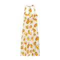 Women's Sweet Fashion Comfortable Printed Hanging Collar Midi Dress