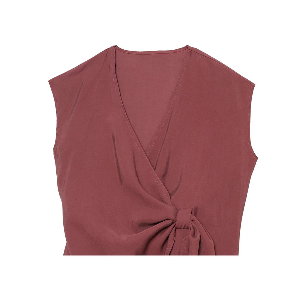 suit Women's 2 pieces knot decoration draped top+wide leg pants