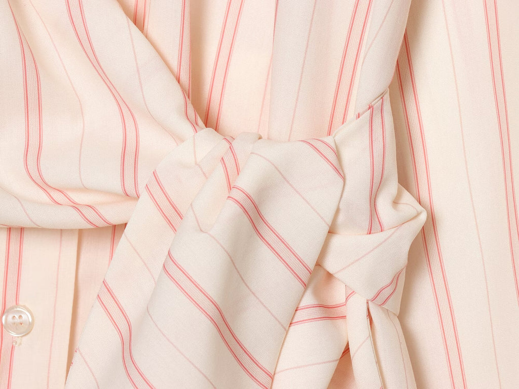 Women's lace up design loose striped shirt