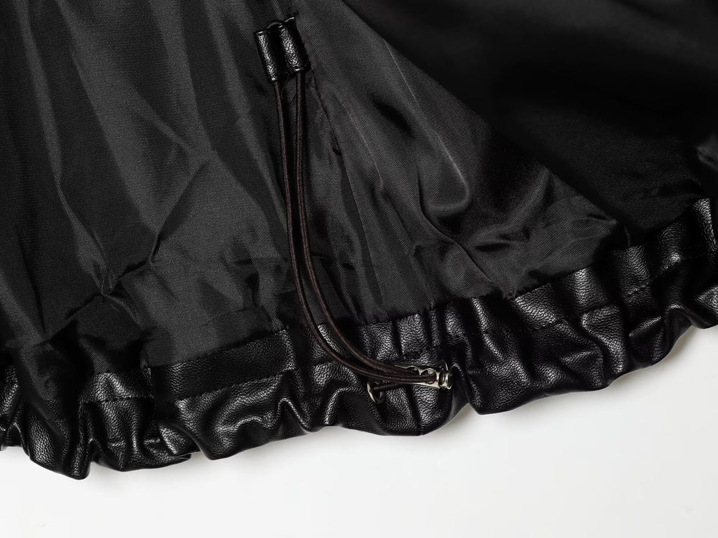 Women's loose faux leather pilot jacket Coat