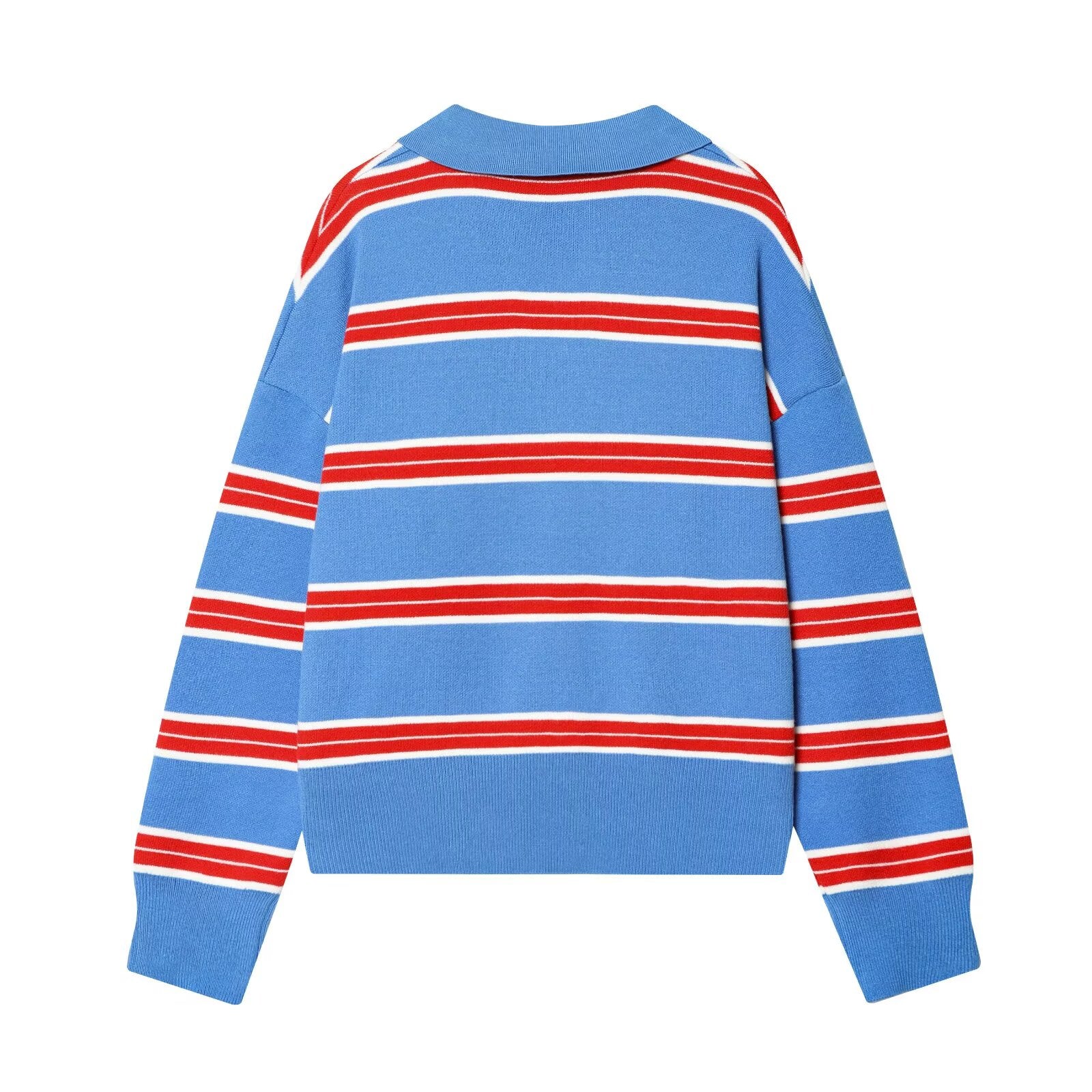 Women's casual striped knitted polo shirt