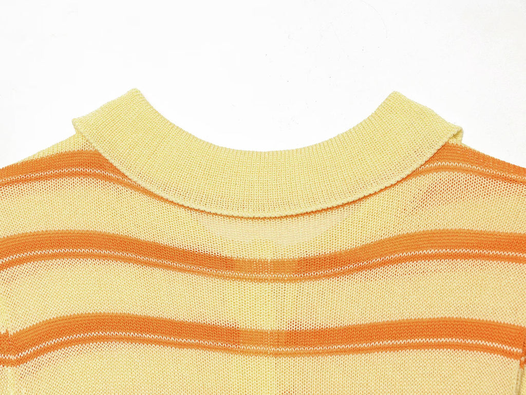Women's striped short-sleeved POLO shirt