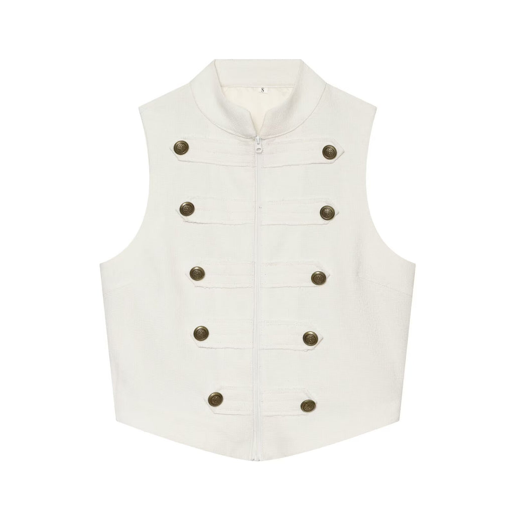 Women's buckle decoration hanging neck vest