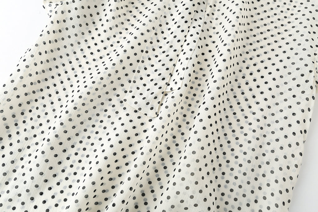 Women's bow decoration polka dot shirt