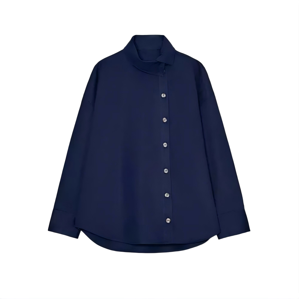 Women's loose striped high neck shirt