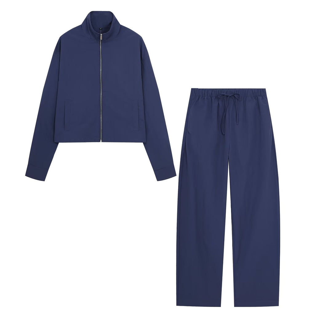 suit Women's 2 pieces technology fabric stand collar zipper Coat+Pants