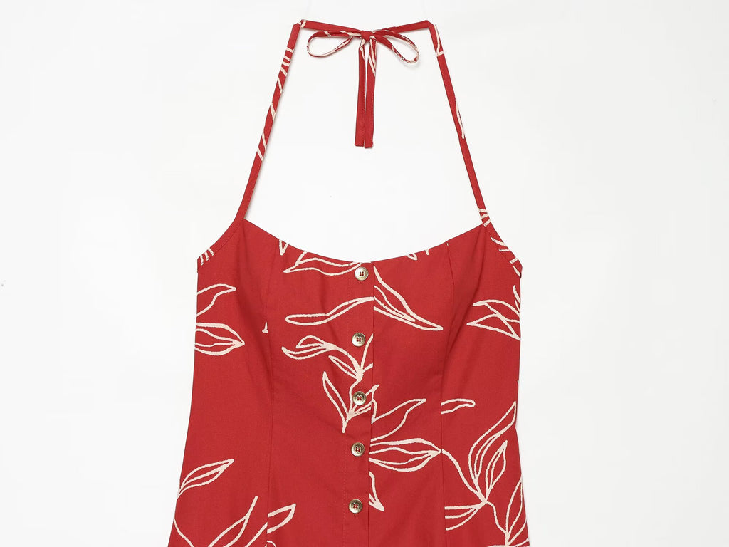 Women's printed poplin MIDI dress