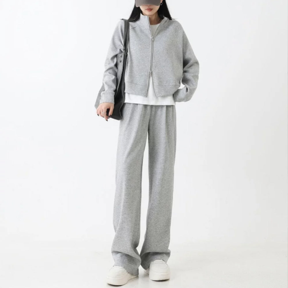 Women's new vertical collar sports zipper cardigan pants suit