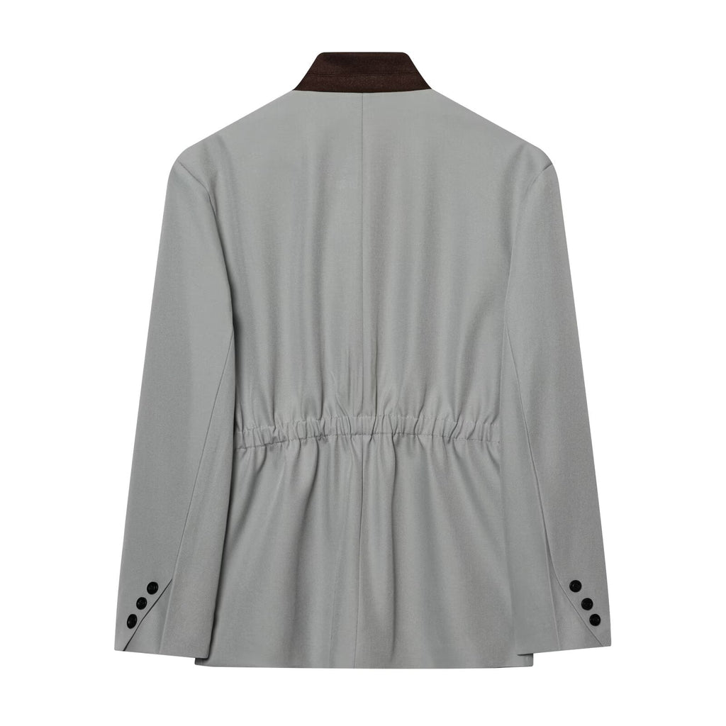 suit Women's 2 pieces long sleeved contrasting collar Blazer Coat +Pants