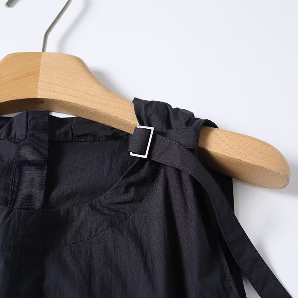 Women's adjustable shoulder strap draped MIDI dress