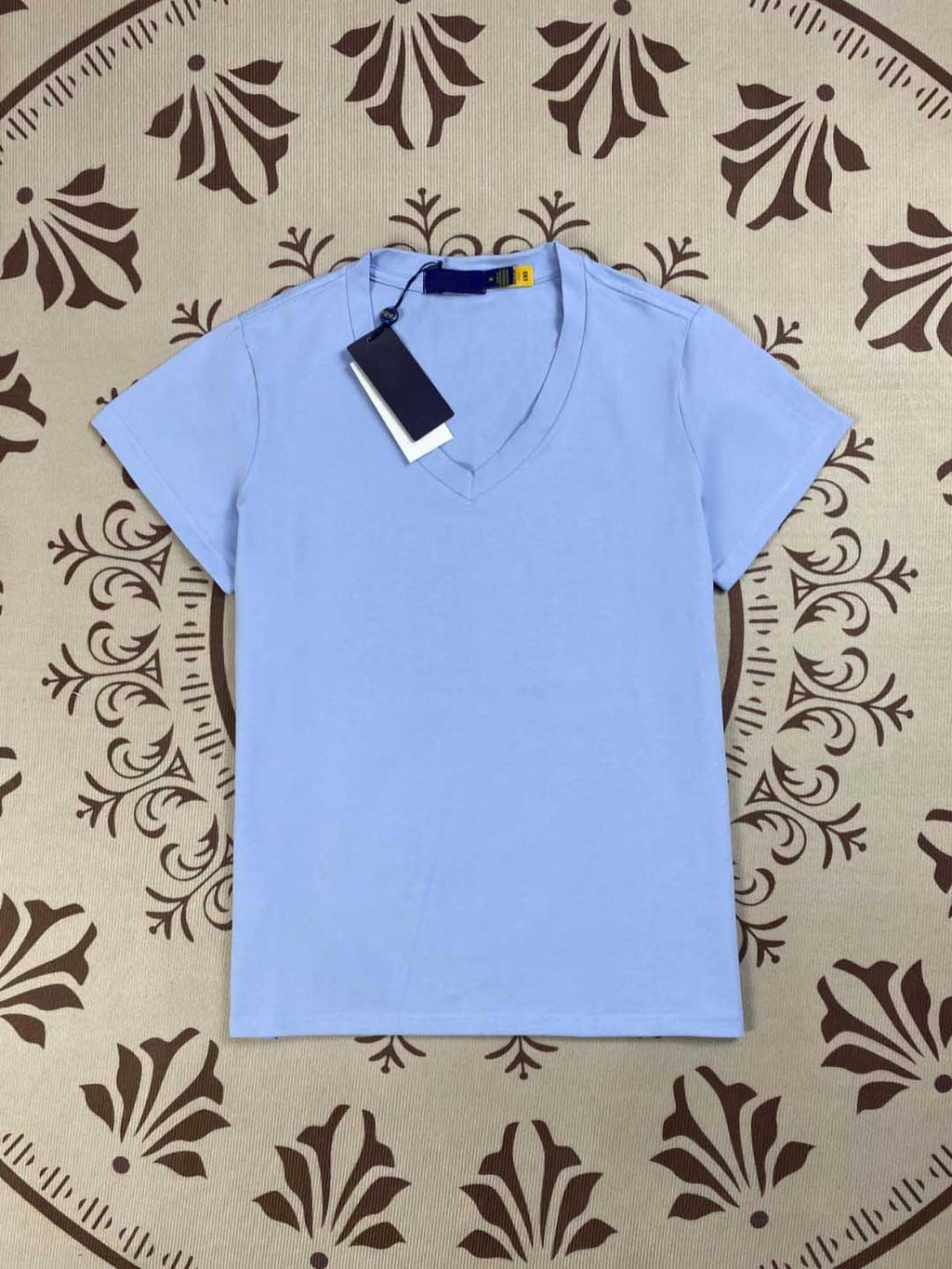Women's New Fashion Casual Joker Embroidered Cotton V-neck Slim Short Sleeve T-shirt