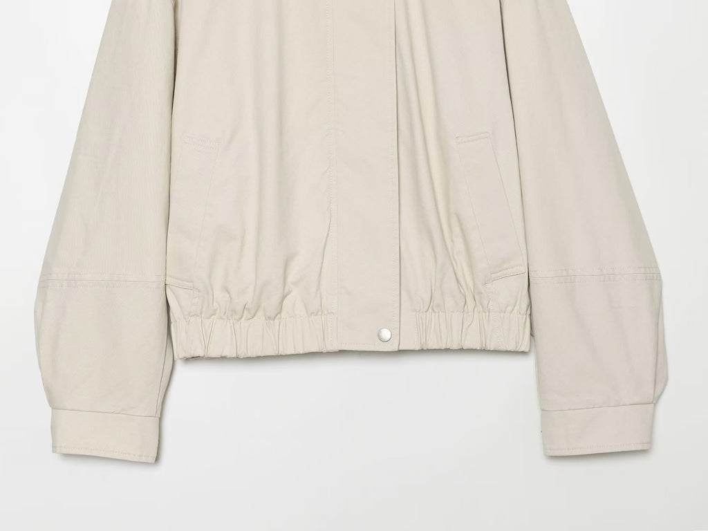 Women's standing collar elastic waisted cotton Coat