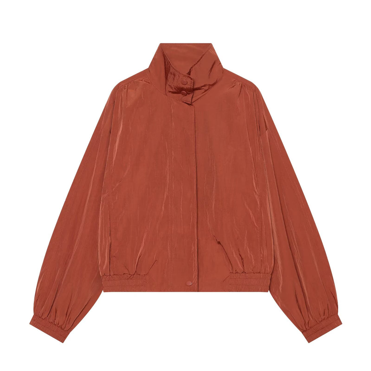 Women's standing collar pleated pilot jacket Coat