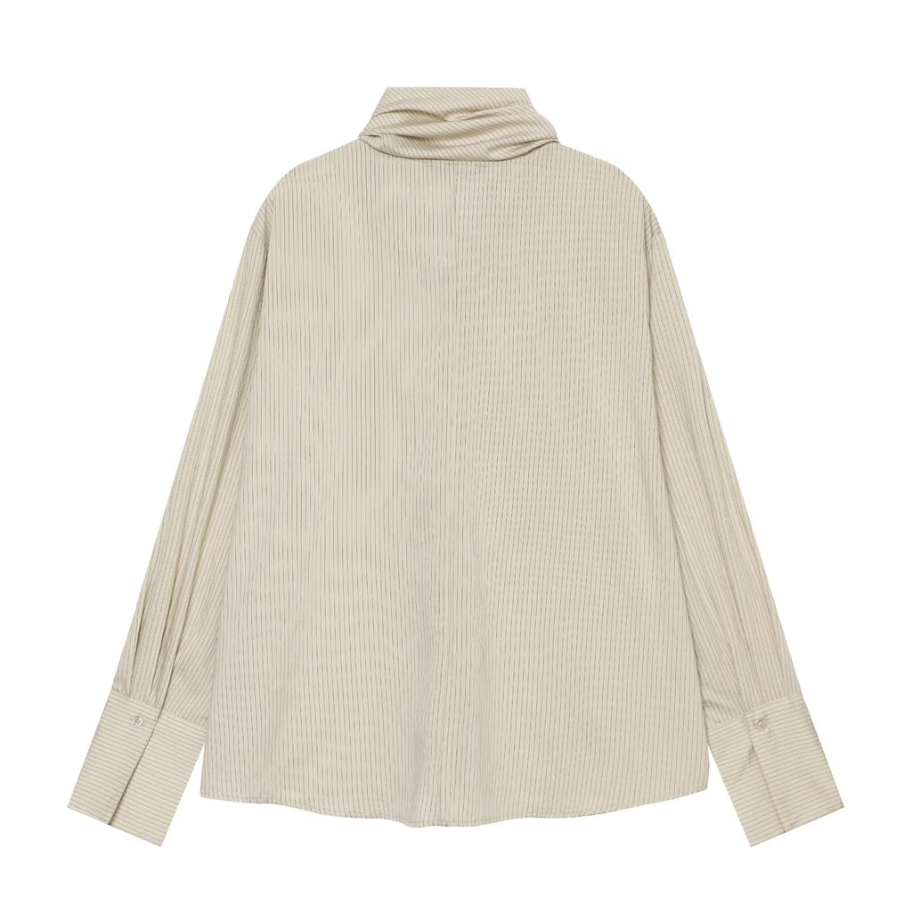Women's knot decoration casual striped shirt
