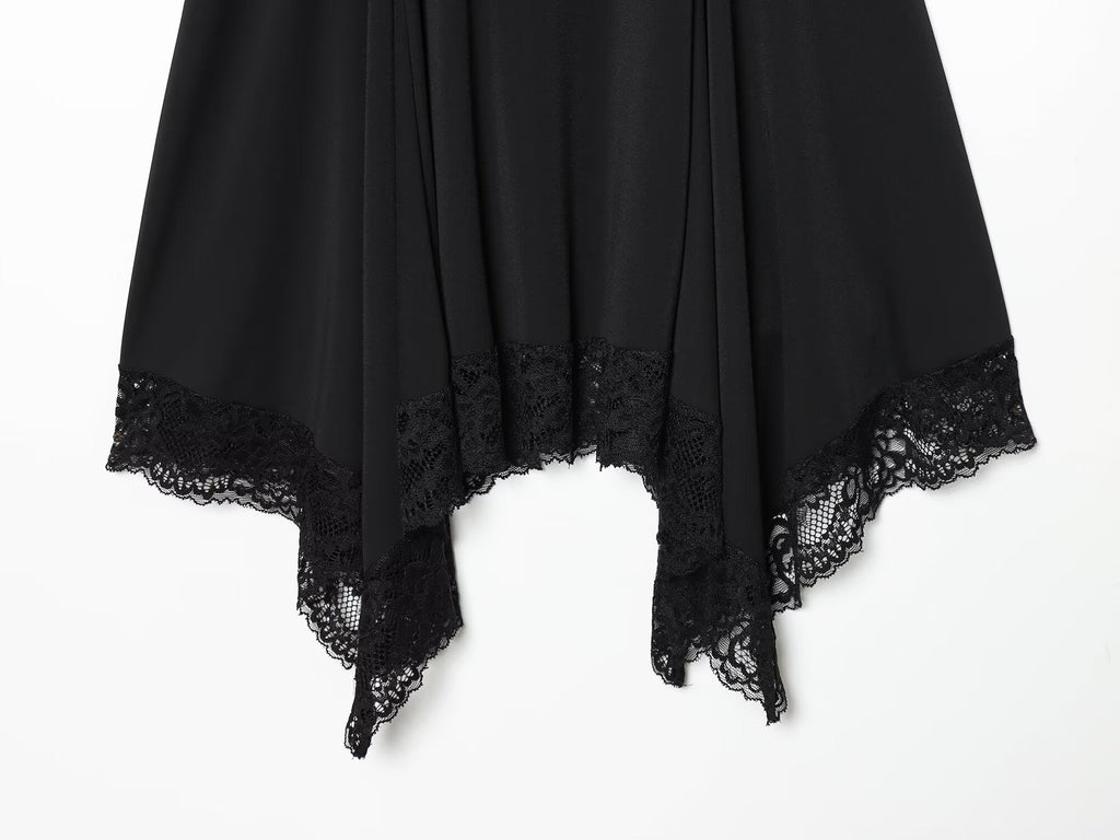 Women's slim lace suspender mini dress