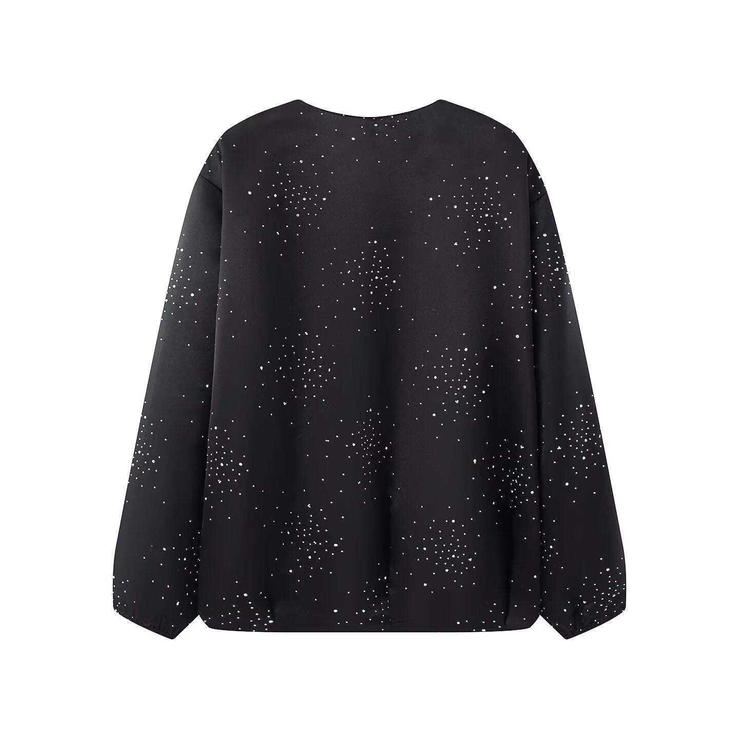 Women's bright diamond fabric O Neck jacket Coat