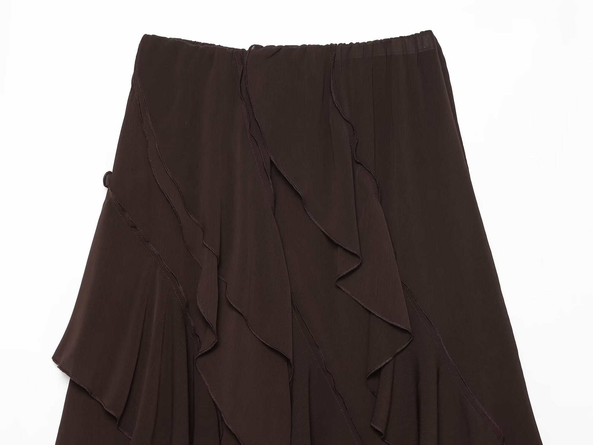 Women's ruffled draped Midi skirt