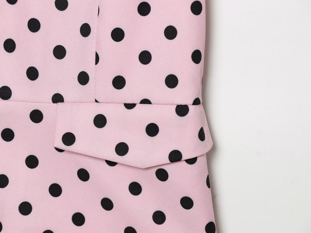 Women's slim polka dot short sleeved coat