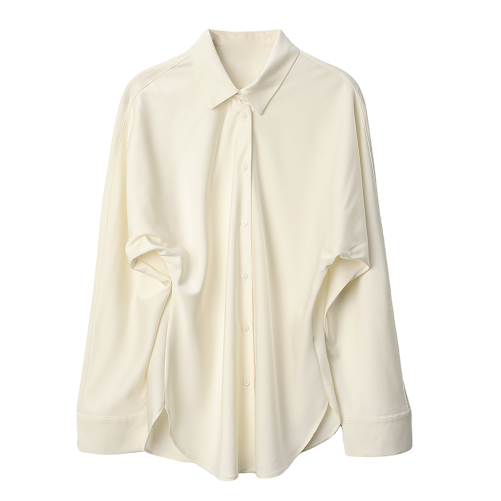Women's comfortable casual drape satin shirt