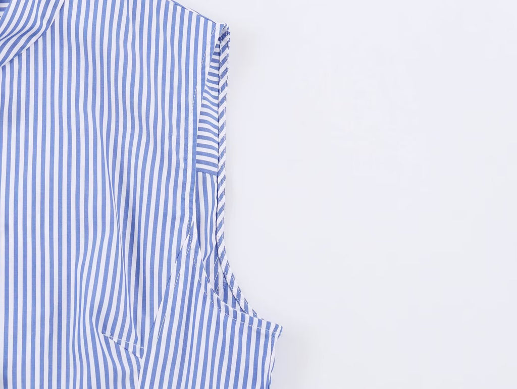 Women's short skirt style hem striped shirt