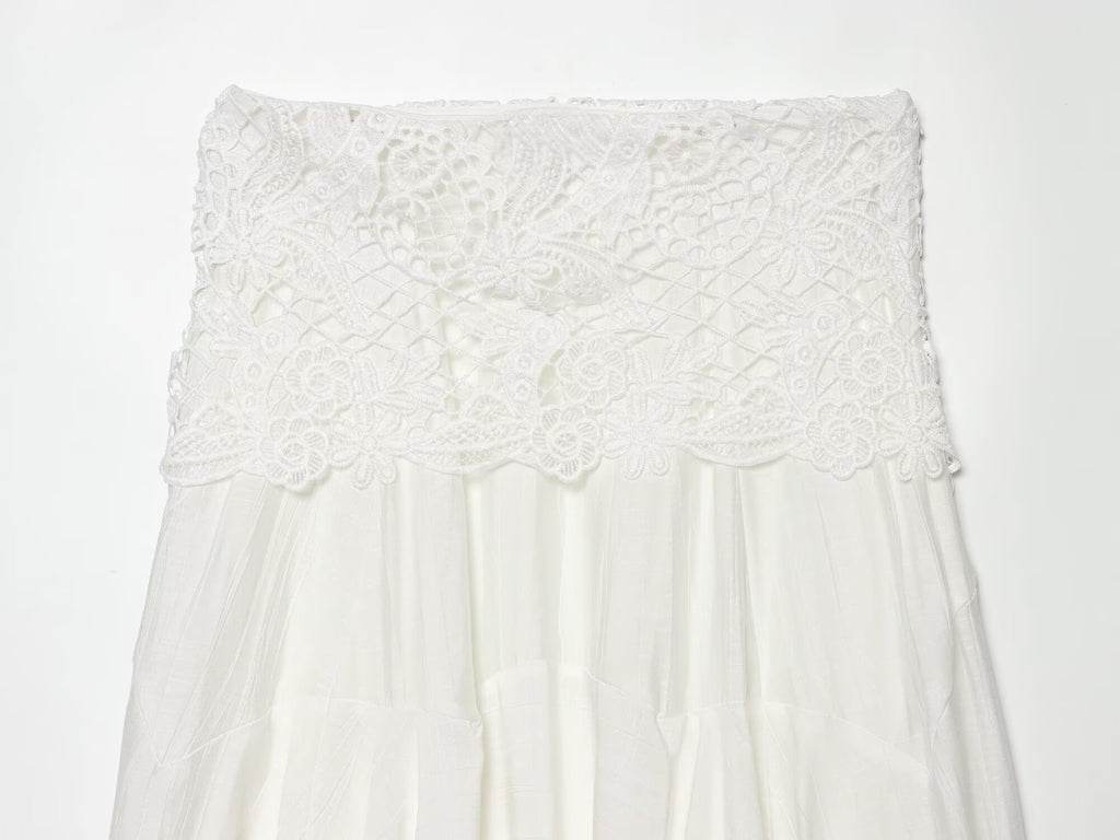 suit Women's 2 pieces embroidered asymmetrical MIDI skirt+top