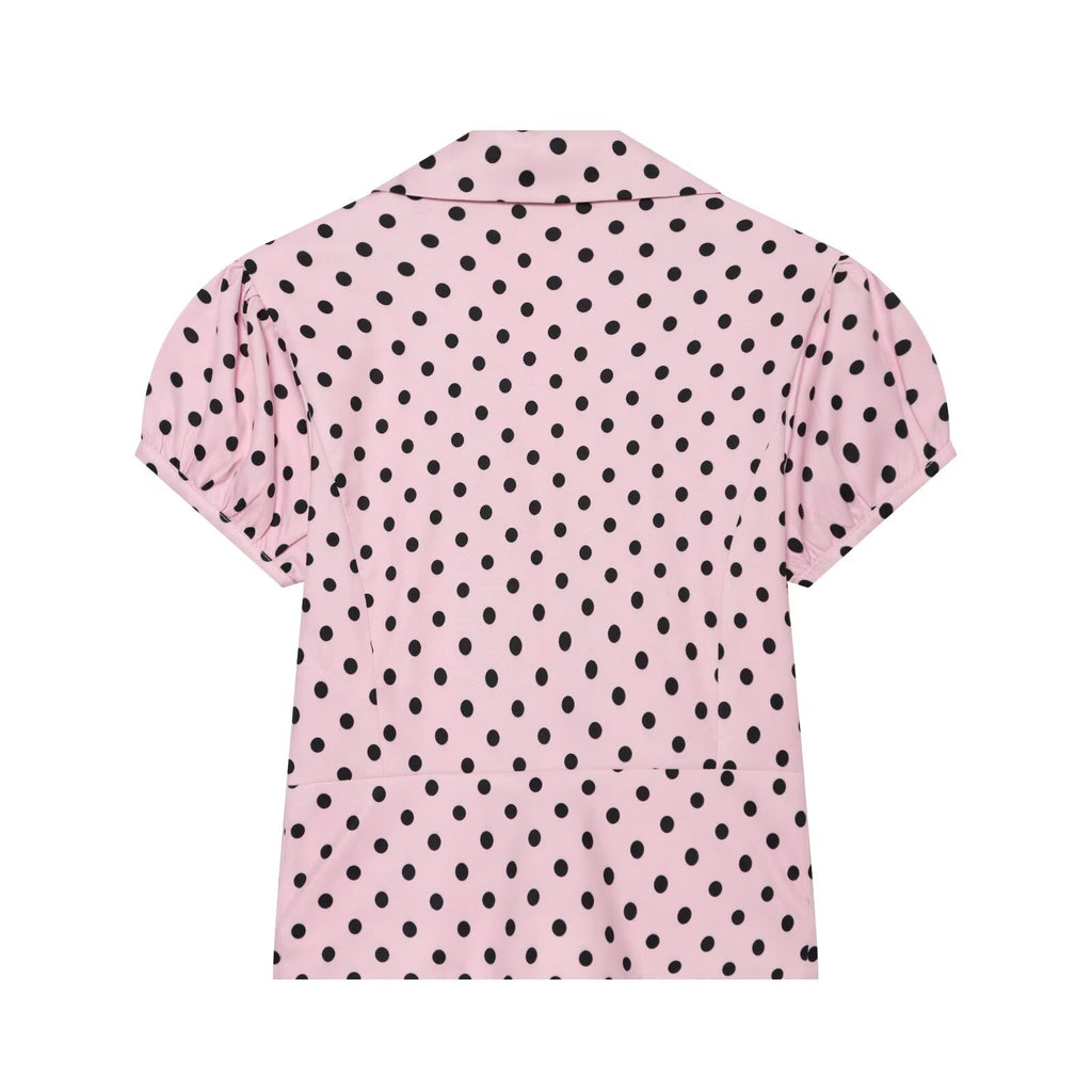 Women's slim polka dot short sleeved coat