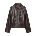 Women's casual short imitation leather jacket Coat