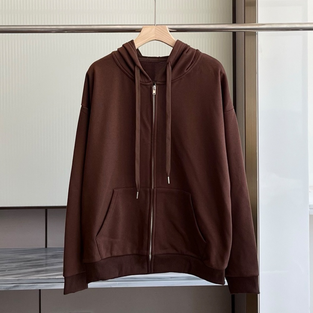 Women's new hooded sweater coat loose Joker zipper cardigan