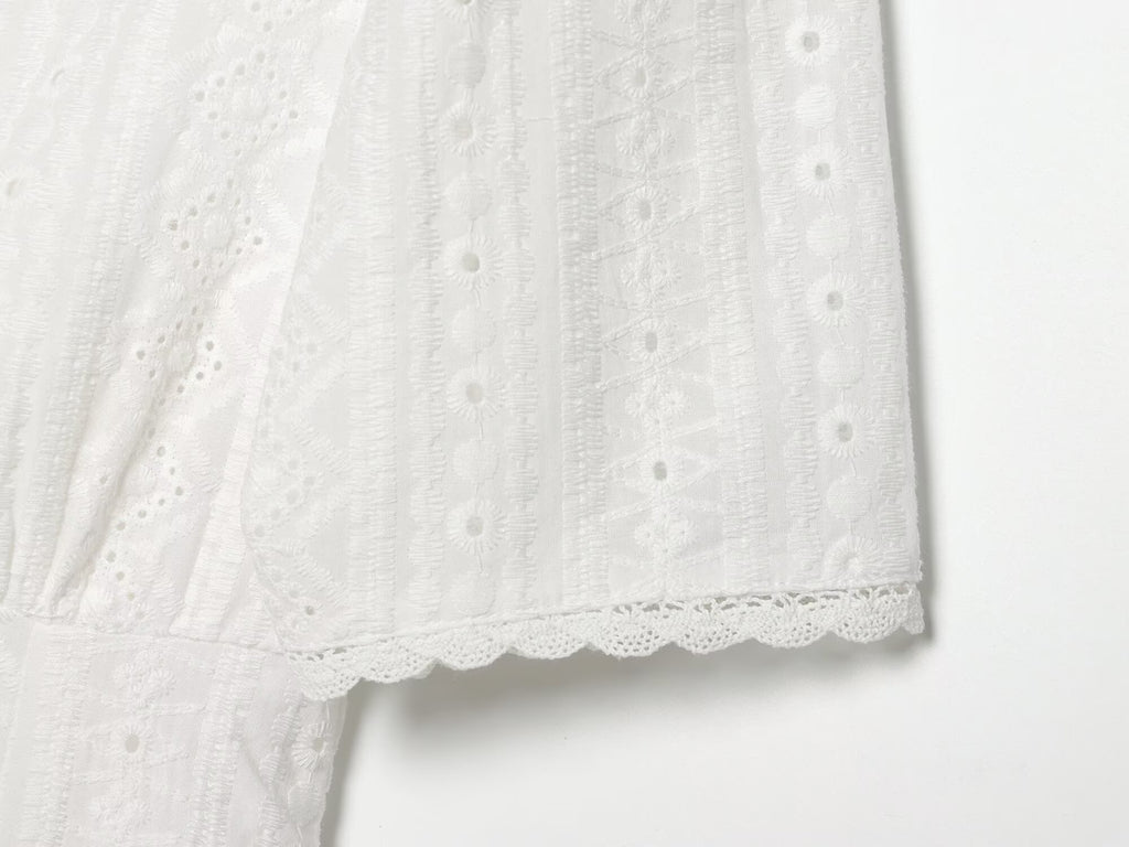 Women's hollow embroidery mini dress
