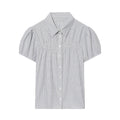 Women's short sleeved plaid elastic poplin shirt