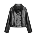 Women's retro double breasted faux leather jacket