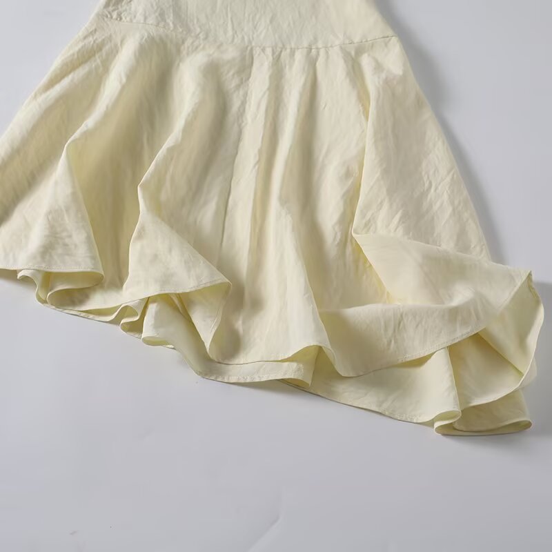 Women's pleated design asymmetric MIDI skirt