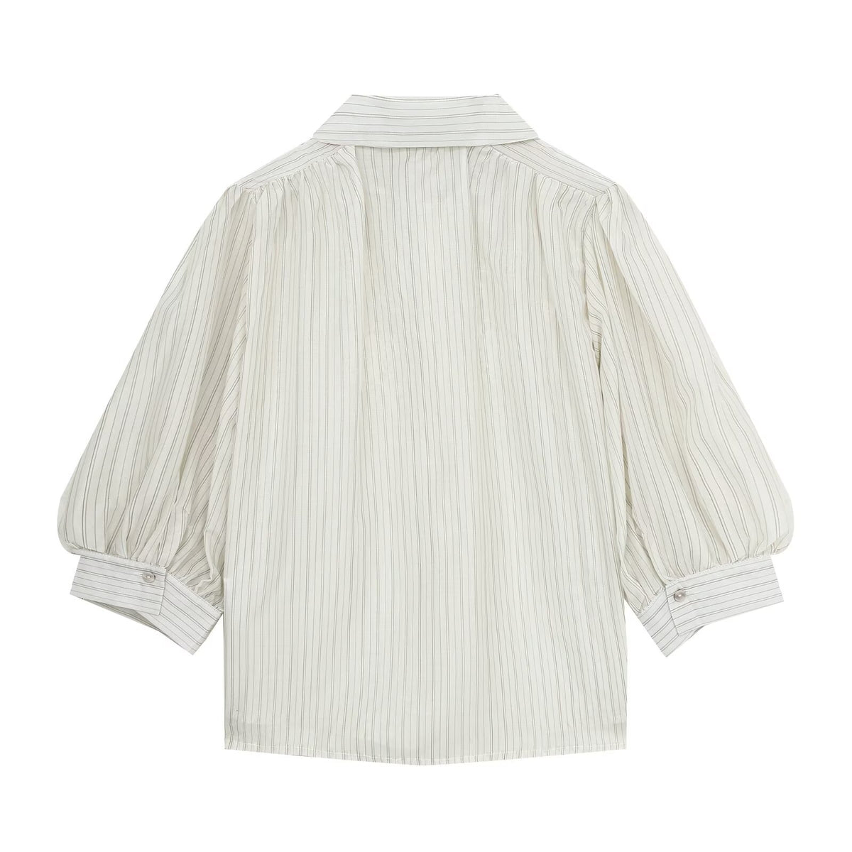 Women's hollowed out embroidered striped shirt